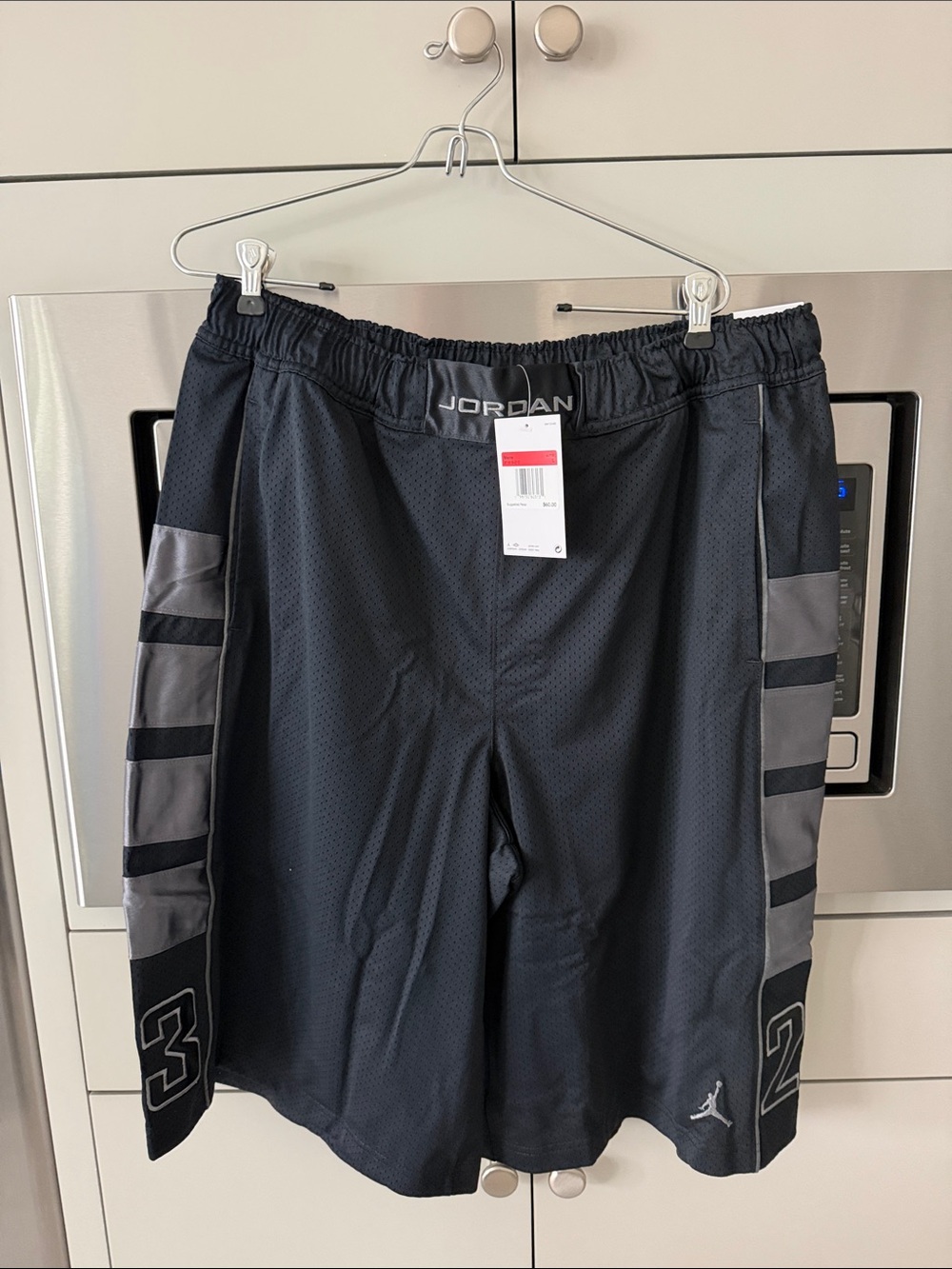 Jordan Black Athletic Basketball Shorts with Gray Side Panels